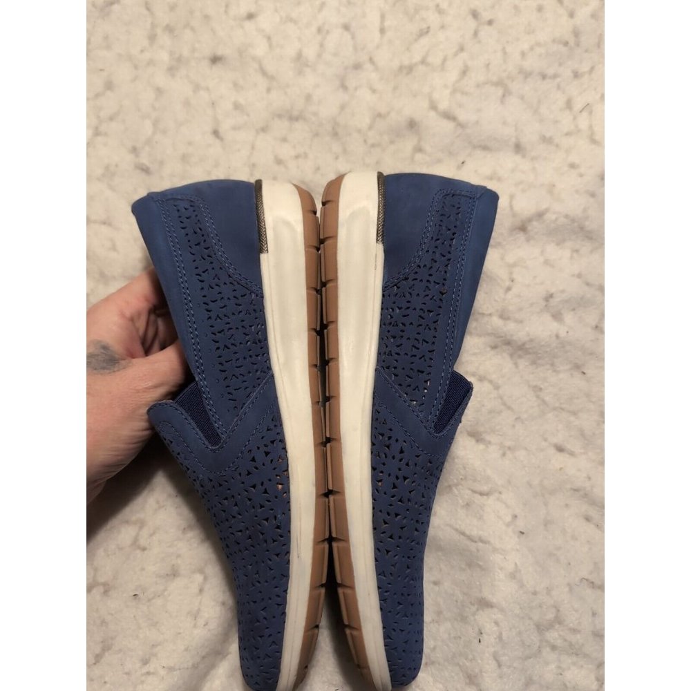 WALKING CRADLES Womens Blue Orleans Wedge Slip On Leather Sneakers Size 8N - Picture 4 of 10
